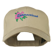 USA State Connecticut Flower Embroidered Low Profile Cotton Cap