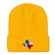 Texas Flag Map Embroidered Long Beanie