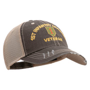 U.S. Army 1st Infantry Division Embroidered Low Profile Special Cotton Mesh Cap - Brown-Khaki OSFM