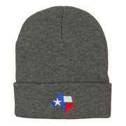 Texas Flag Map Embroidered Long Beanie