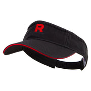 R Icon Embroidered Prostyle Cotton Twill Washed Visor - Black-Red OSFM