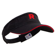 R Icon Embroidered Prostyle Cotton Twill Washed Visor - Black-Red OSFM