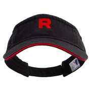 R Icon Embroidered Prostyle Cotton Twill Washed Visor - Black-Red OSFM