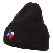 Texas Flag Map Embroidered Long Beanie