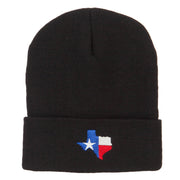 Texas Flag Map Embroidered Long Beanie