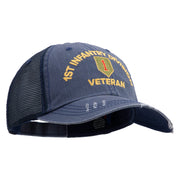 U.S. Army 1st Infantry Division Embroidered Low Profile Special Cotton Mesh Cap - Navy OSFM