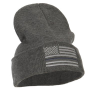 Thin Grey Line USA Flag Embroidered Long Beanie