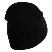 Magical Eye Embroidered 8" Acrylic Short Beanie - Black OSFM