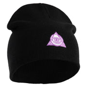 Magical Eye Embroidered 8" Acrylic Short Beanie - Black OSFM