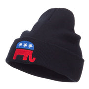 Republican Elephant Embroidered Cuff Beanie