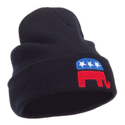 Republican Elephant Embroidered Cuff Beanie