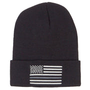 Thin Grey Line USA Flag Embroidered Long Beanie