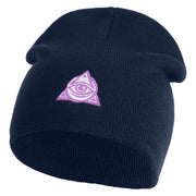 Magical Eye Embroidered 8" Acrylic Short Beanie - Navy OSFM