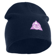 Magical Eye Embroidered 8" Acrylic Short Beanie - Navy OSFM