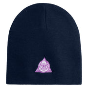 Magical Eye Embroidered 8" Acrylic Short Beanie - Navy OSFM