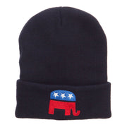 Republican Elephant Embroidered Cuff Beanie