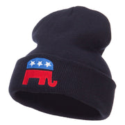 Republican Elephant Embroidered Cuff Beanie