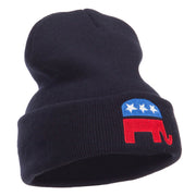 Republican Elephant Embroidered Cuff Beanie