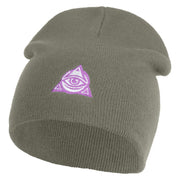 Magical Eye Embroidered 8" Acrylic Short Beanie - Grey OSFM
