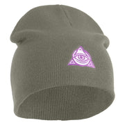 Magical Eye Embroidered 8" Acrylic Short Beanie - Grey OSFM