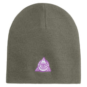 Magical Eye Embroidered 8" Acrylic Short Beanie - Grey OSFM