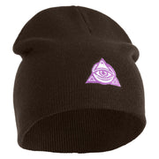 Magical Eye Embroidered 8" Acrylic Short Beanie - Brown OSFM
