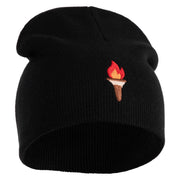 Dungeon Torch Embroidered 8" Knitted Short Beanie - Black OSFM