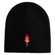 Dungeon Torch Embroidered 8" Knitted Short Beanie - Black OSFM