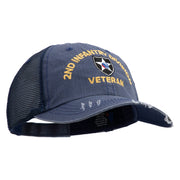 U.S. Army 2nd Infantry Division Embroidered Low Profile Special Cotton Mesh Cap - Navy OSFM