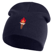 Dungeon Torch Embroidered 8" Knitted Short Beanie - Navy OSFM