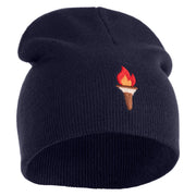 Dungeon Torch Embroidered 8" Knitted Short Beanie - Navy OSFM