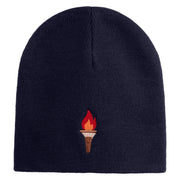 Dungeon Torch Embroidered 8" Knitted Short Beanie - Navy OSFM