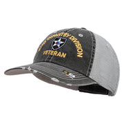 U.S. Army 2nd Infantry Division Embroidered Low Profile Special Cotton Mesh Cap - Black OSFM