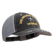 U.S. Army 2nd Infantry Division Embroidered Low Profile Special Cotton Mesh Cap - Black OSFM
