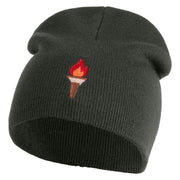Dungeon Torch Embroidered 8" Knitted Short Beanie - Dark Grey OSFM