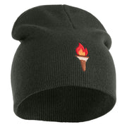 Dungeon Torch Embroidered 8" Knitted Short Beanie - Dark Grey OSFM