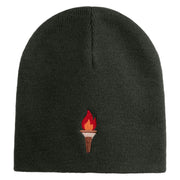Dungeon Torch Embroidered 8" Knitted Short Beanie - Dark Grey OSFM