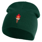 Dungeon Torch Embroidered 8" Knitted Short Beanie - Dark Green OSFM