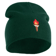Dungeon Torch Embroidered 8" Knitted Short Beanie - Dark Green OSFM