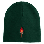 Dungeon Torch Embroidered 8" Knitted Short Beanie - Dark Green OSFM