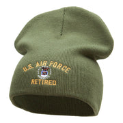 U.S. Air Force Retired Embroidered 8 Inch Short Beanie Made In USA