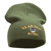 U.S. Air Force Retired Embroidered 8 Inch Short Beanie Made In USA