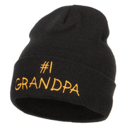 Number 1 Grandpa Embroidered Long Beanie