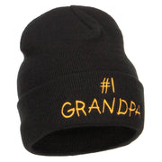 Number 1 Grandpa Embroidered Long Beanie