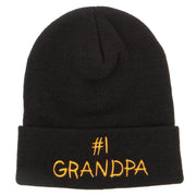 Number 1 Grandpa Embroidered Long Beanie