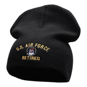 U.S. Air Force Retired Embroidered 8 Inch Short Beanie Made In USA