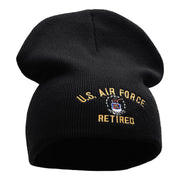 U.S. Air Force Retired Embroidered 8 Inch Short Beanie Made In USA