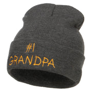 Number 1 Grandpa Embroidered Long Beanie