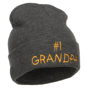 Number 1 Grandpa Embroidered Long Beanie