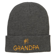 Number 1 Grandpa Embroidered Long Beanie